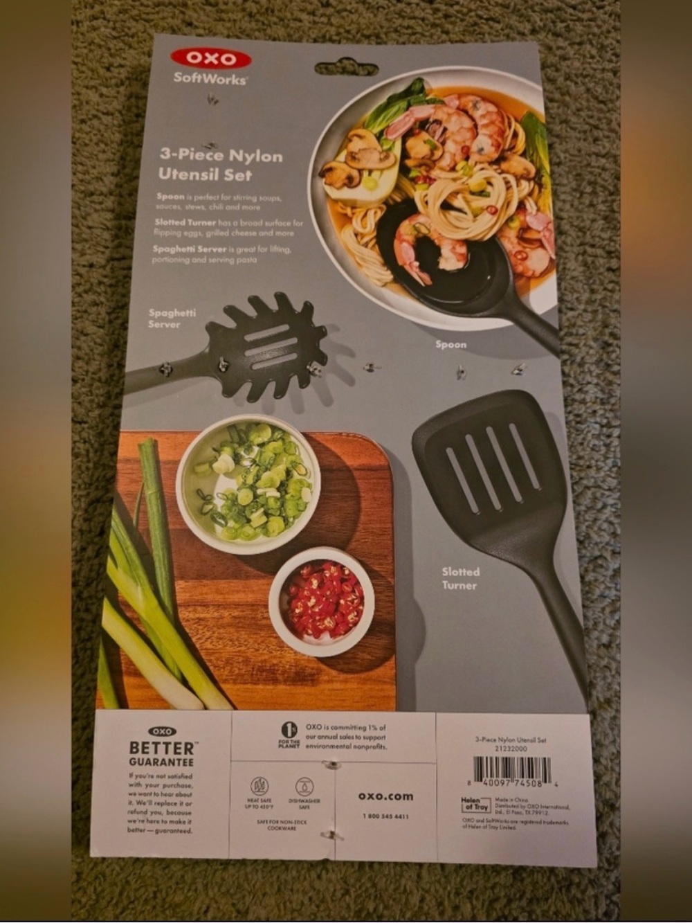 OXO SoftWorks 3-Piece Nylon Utensil Set Spoon, Turner, Spaghetti Server Black - Picture 2 of 3